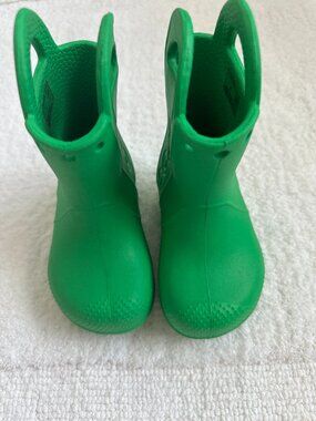 Crocs Kids Green Rain Boots C6 Waterproof Pull On Toddler